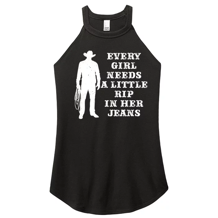 Every Girl Needs A Little Rip In Her Jeans Women’s Perfect Tri Rocker Tank