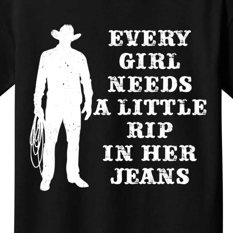 Every Girl Needs A Little Rip In Her Jeans Kids T-Shirt