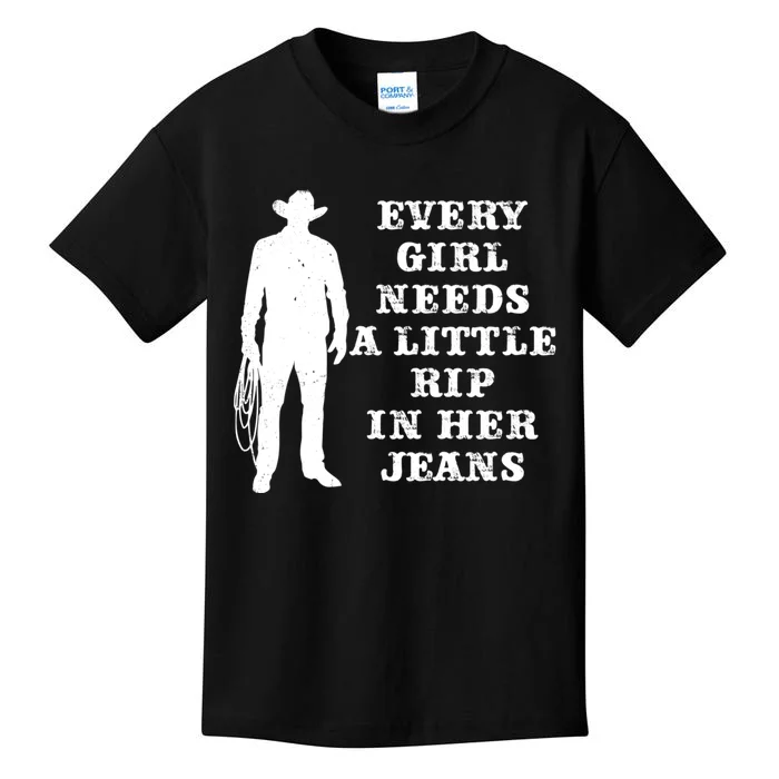 Every Girl Needs A Little Rip In Her Jeans Kids T-Shirt