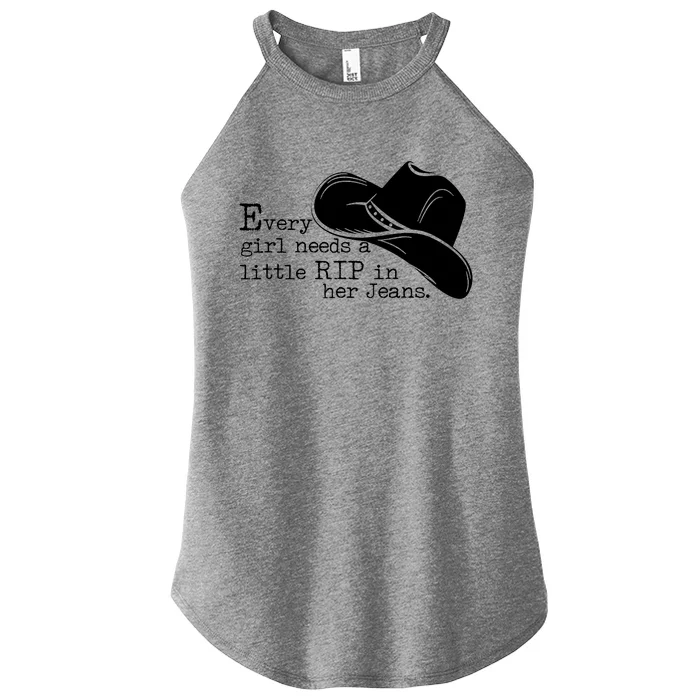 Every Girl Needs A Little Rip In Her Jeans Women’s Perfect Tri Rocker Tank