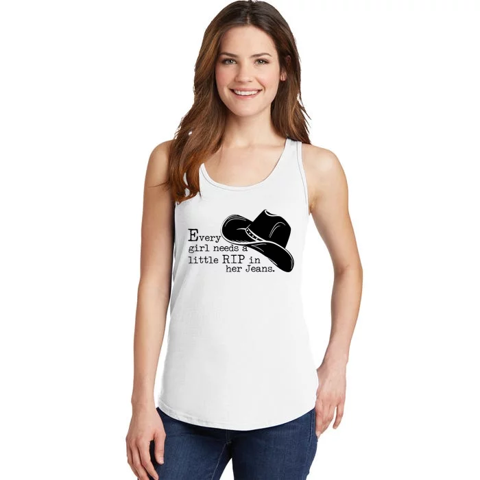 Every Girl Needs A Little Rip In Her Jeans Ladies Essential Tank