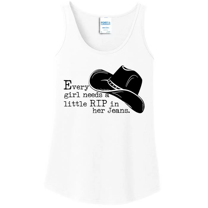 Every Girl Needs A Little Rip In Her Jeans Ladies Essential Tank