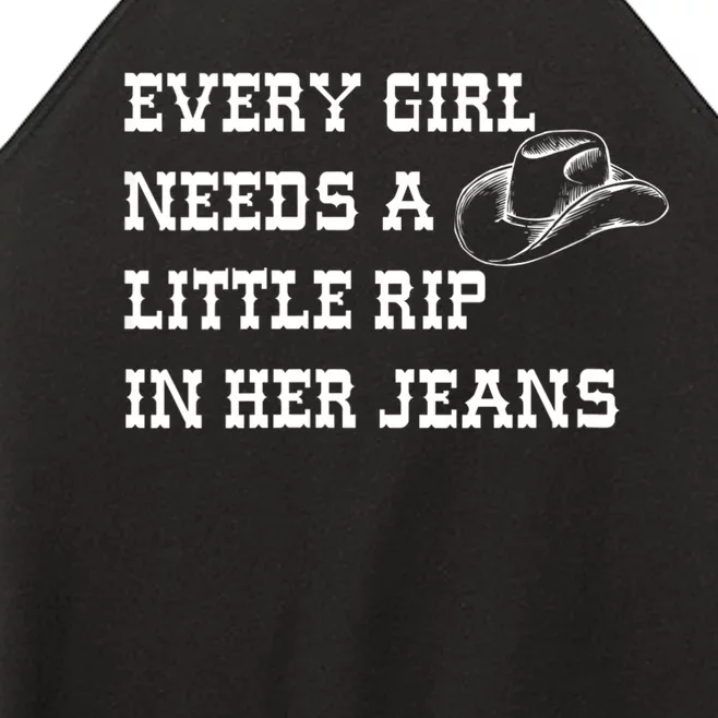 Every Girl Needs A Little Rip In Her Jeans Women’s Perfect Tri Rocker Tank