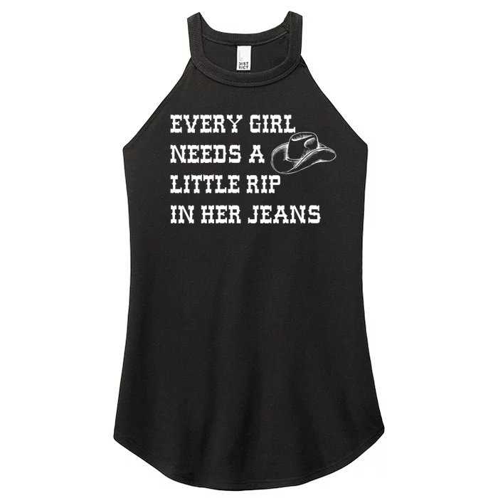 Every Girl Needs A Little Rip In Her Jeans Women’s Perfect Tri Rocker Tank