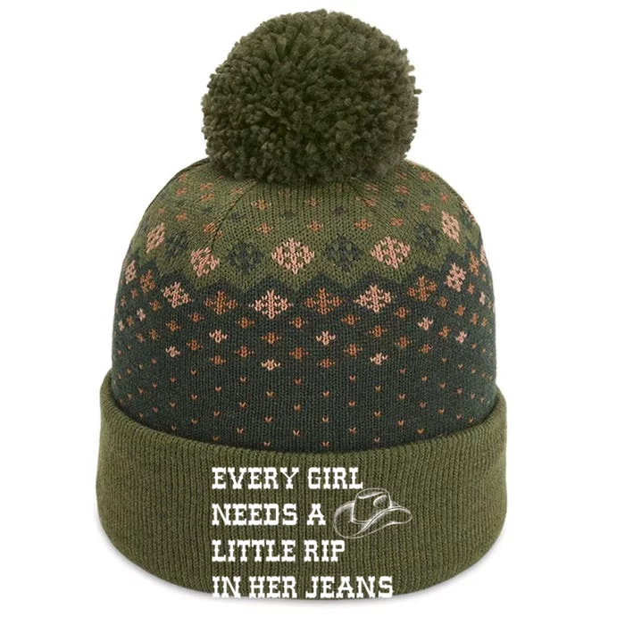 Every Girl Needs A Little Rip In Her Jeans The Baniff Cuffed Pom Beanie