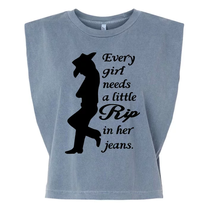 Every Girl Needs A Little Rip In Her Jeans Garment-Dyed Women's Muscle Tee