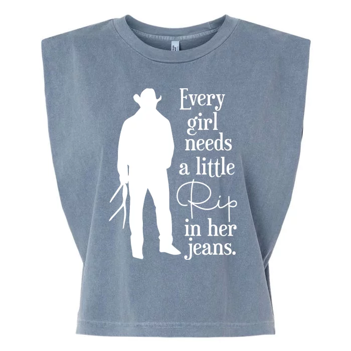 Every Girl Needs A Little Rip In Her Jeans Garment-Dyed Women's Muscle Tee