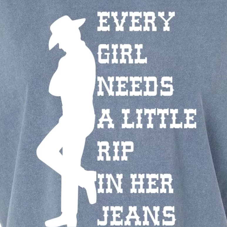 Every Girl Needs A Little Rip In Her Jeans Garment-Dyed Women's Muscle Tee