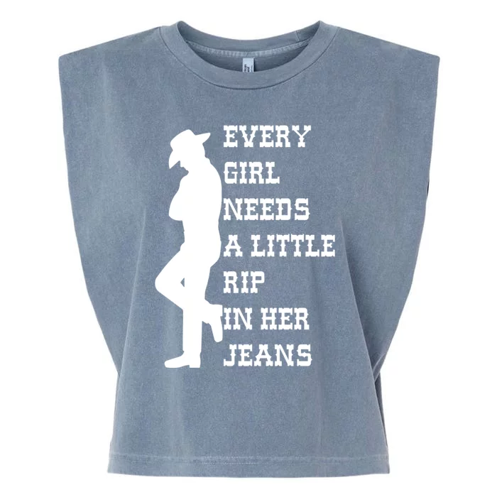 Every Girl Needs A Little Rip In Her Jeans Garment-Dyed Women's Muscle Tee