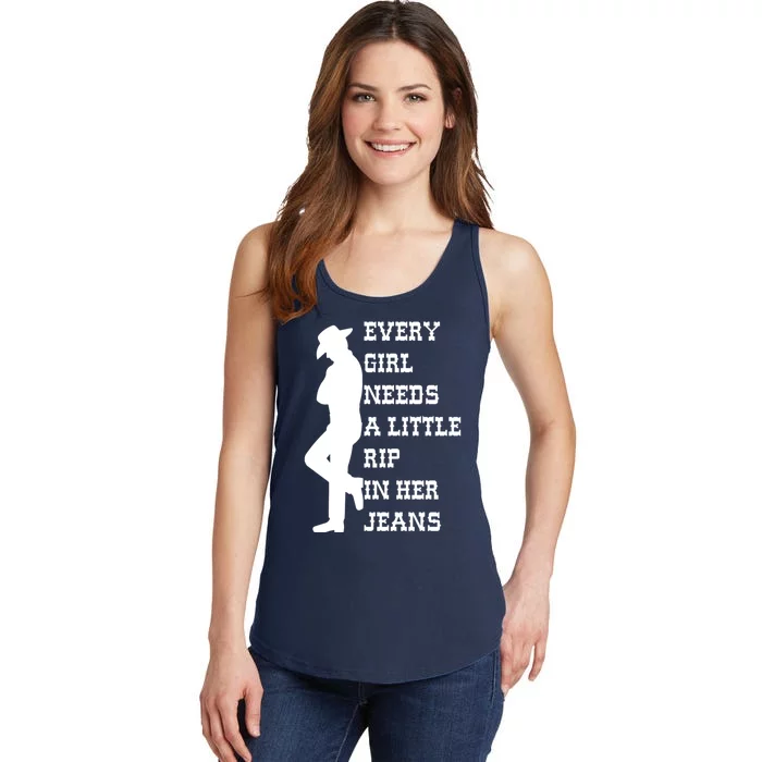 Every Girl Needs A Little Rip In Her Jeans Ladies Essential Tank