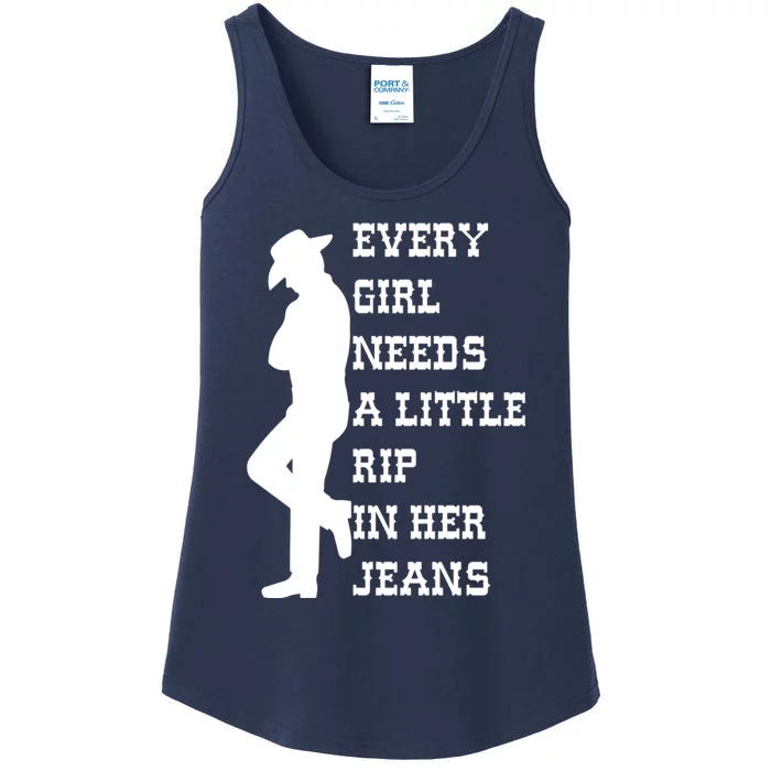 Every Girl Needs A Little Rip In Her Jeans Ladies Essential Tank