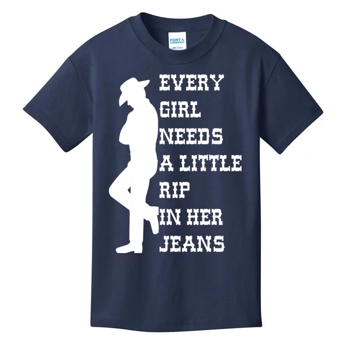 Every Girl Needs A Little Rip In Her Jeans Kids T-Shirt