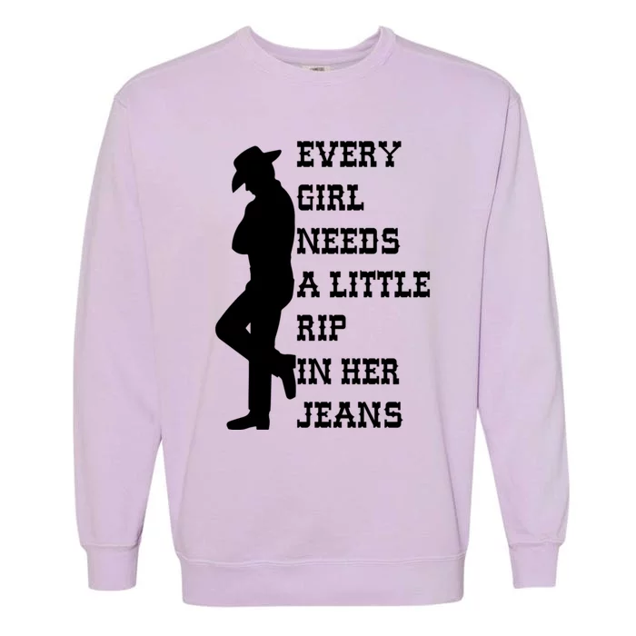 Every Girl Needs A Little Rip In Her Jeans Garment-Dyed Sweatshirt