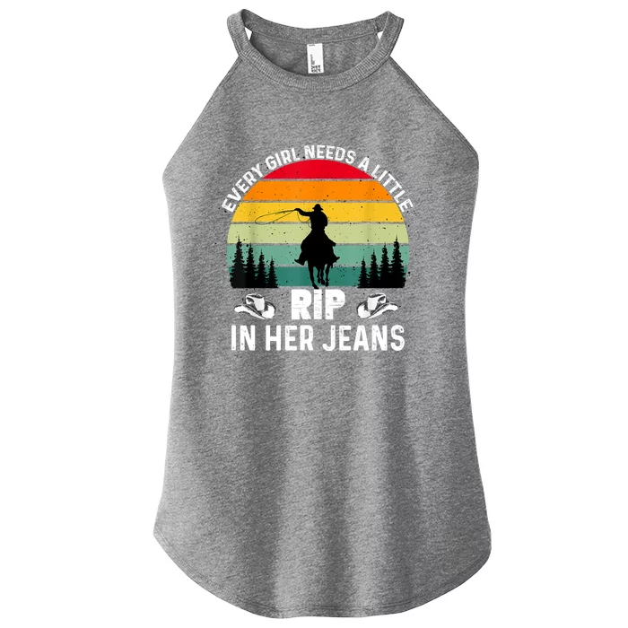 Every Girl Needs A Little Rip In Her Jeans Women’s Perfect Tri Rocker Tank