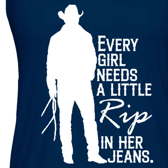 Every Girl Needs A Little RIP In Her Jeans Funny Cowboy Ladies Essential Flowy Tank