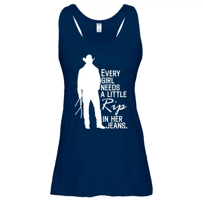 Every Girl Needs A Little RIP In Her Jeans Funny Cowboy Ladies Essential Flowy Tank