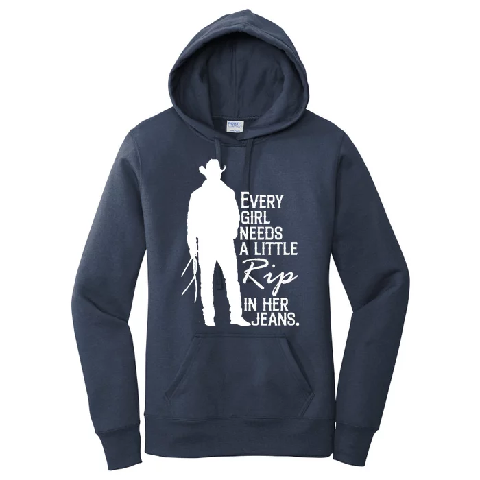 Every Girl Needs A Little RIP In Her Jeans Funny Cowboy Women's Pullover Hoodie