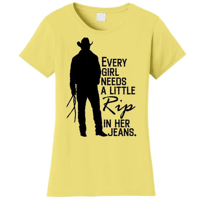 Every Girl Needs A Little RIP In Her Jeans Funny Cowboy Women's T-Shirt