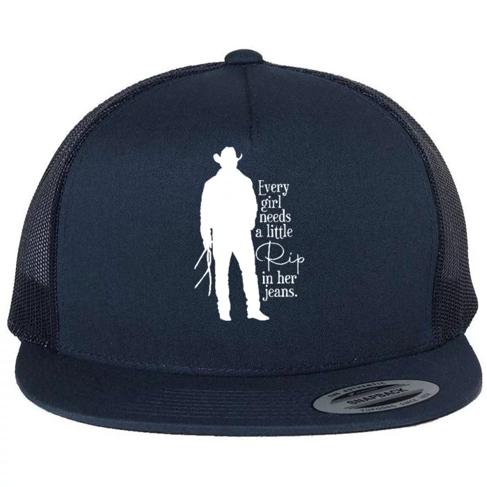 Every Girl Needs A Little Rip In Her Jeans Flat Bill Trucker Hat