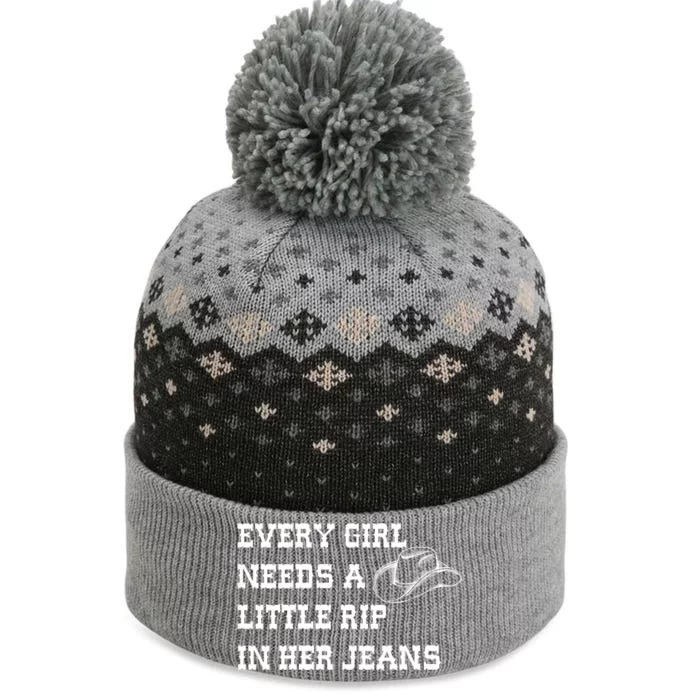 Every Girl Needs A Little Rip In Her Jeans The Baniff Cuffed Pom Beanie