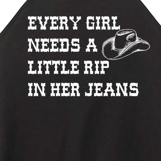 Every Girl Needs A Little Rip In Her Jeans Women’s Perfect Tri Rocker Tank