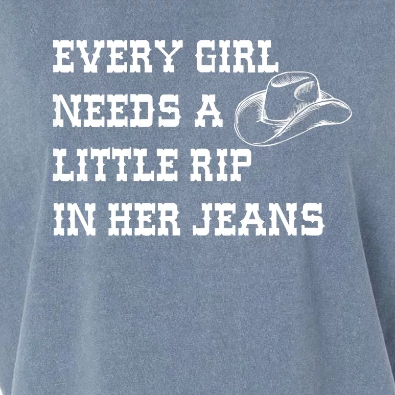 Every Girl Needs A Little Rip In Her Jeans Garment-Dyed Women's Muscle Tee