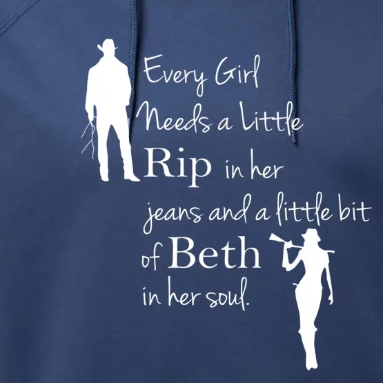 Every Girl Needs A Little Rip In Her Jeans And Beth In Her Soul Performance Fleece Hoodie