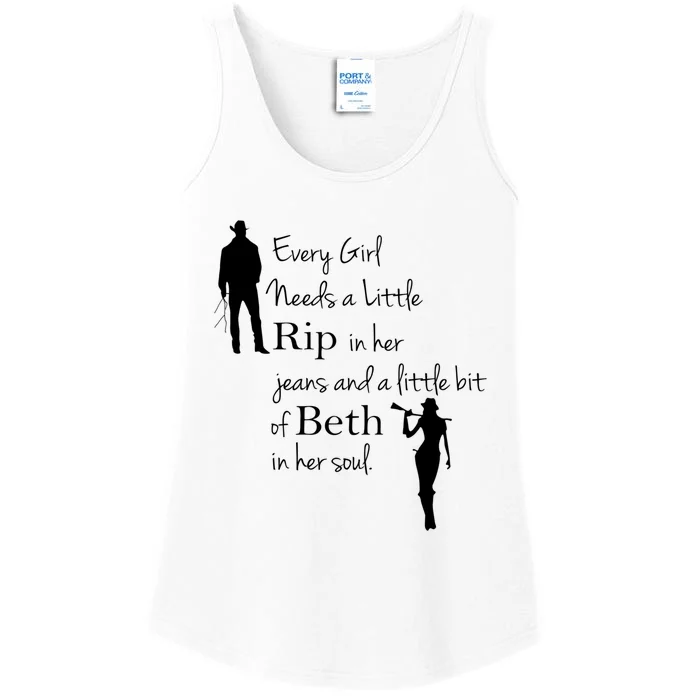 Every Girl Needs A Little Rip In Her Jeans And Beth In Her Soul Ladies Essential Tank