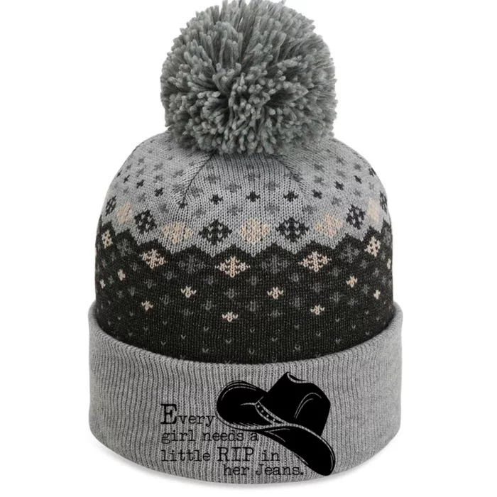 Every Girl Needs A Little Rip In Her Jeans The Baniff Cuffed Pom Beanie