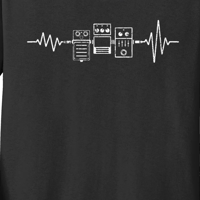 Electric Guitar Player Guitar Effects Pedals Heartbeat Kids Long Sleeve Shirt