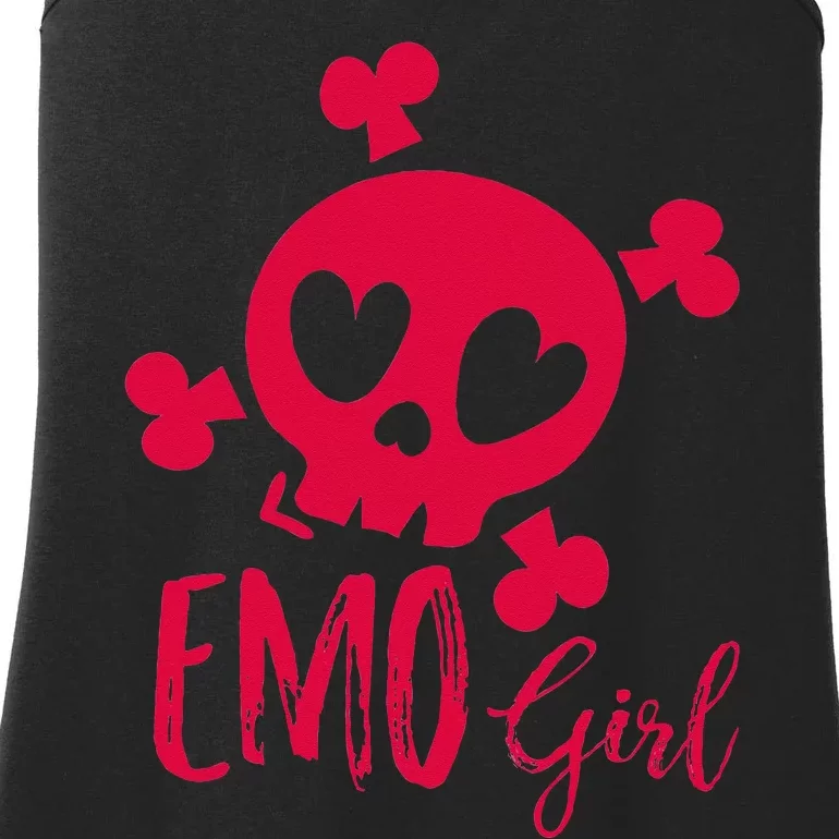 Emo Girl Pink Skull Emo Goth Music Ns Emotional Ladies Essential Tank