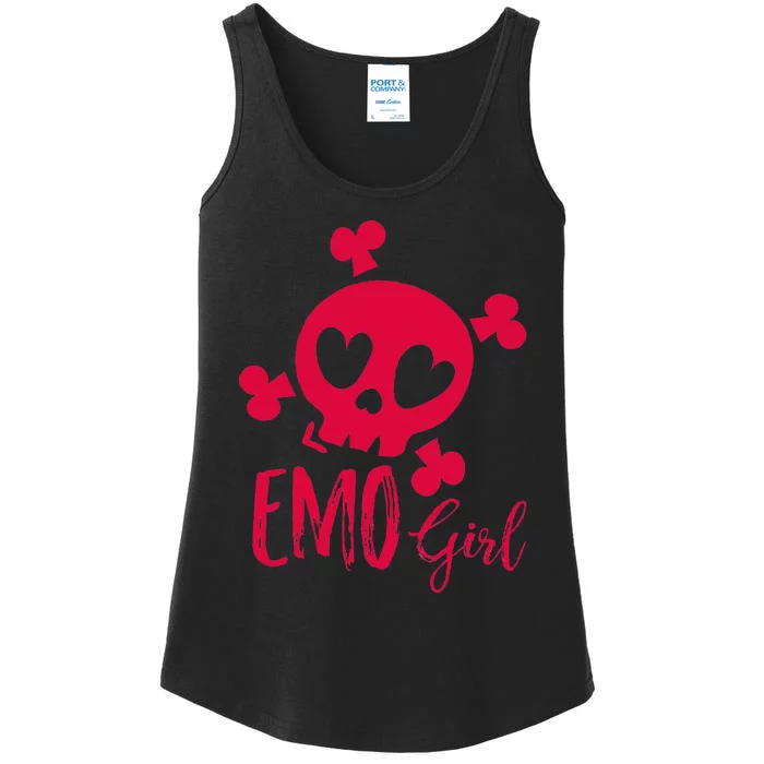 Emo Girl Pink Skull Emo Goth Music Ns Emotional Ladies Essential Tank