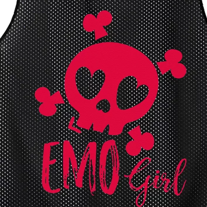 Emo Girl Pink Skull Emo Goth Music Ns Emotional Mesh Reversible Basketball Jersey Tank