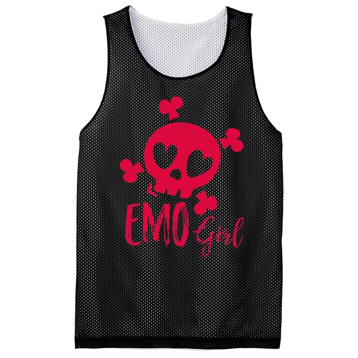 Emo Girl Pink Skull Emo Goth Music Ns Emotional Mesh Reversible Basketball Jersey Tank