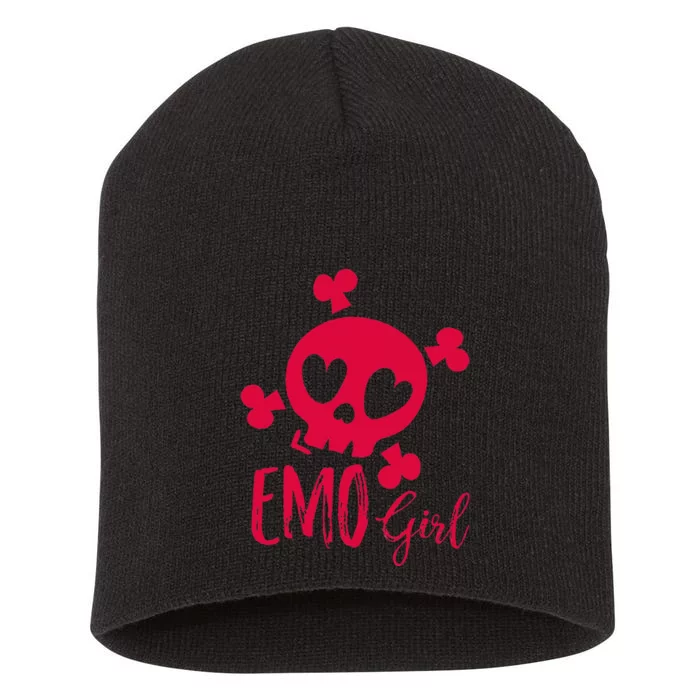 Emo Girl Pink Skull Emo Goth Music Ns Emotional Short Acrylic Beanie