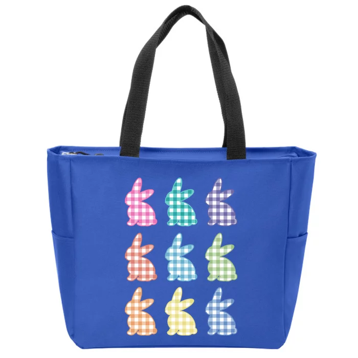 Easter Gift Plaid Easter Bunny Gingham Great Gift Zip Tote Bag