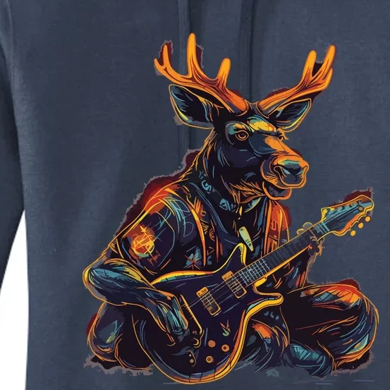 Electric Guitar Rock Music Moose Women's Pullover Hoodie