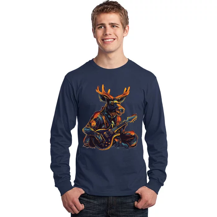 Electric Guitar Rock Music Moose Tall Long Sleeve T-Shirt