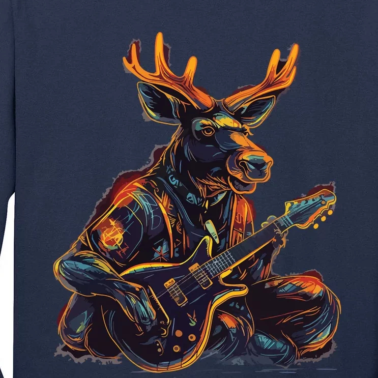 Electric Guitar Rock Music Moose Tall Long Sleeve T-Shirt