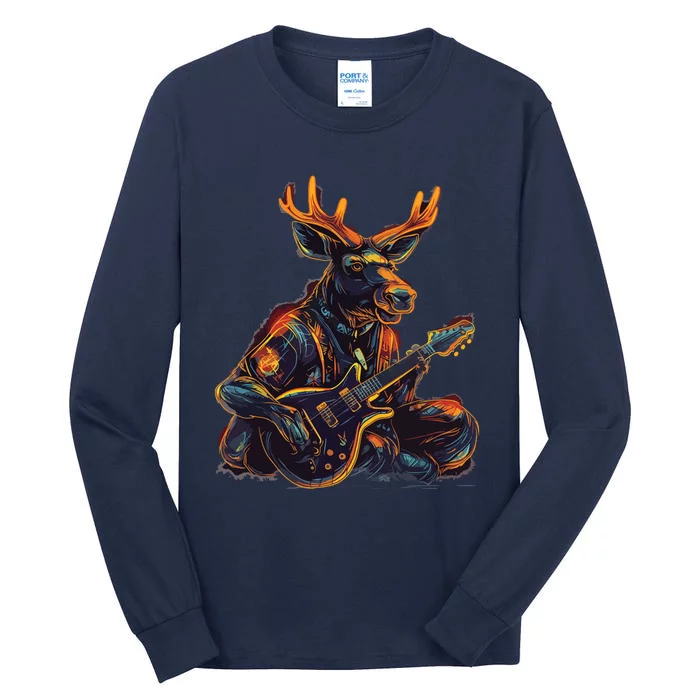 Electric Guitar Rock Music Moose Tall Long Sleeve T-Shirt