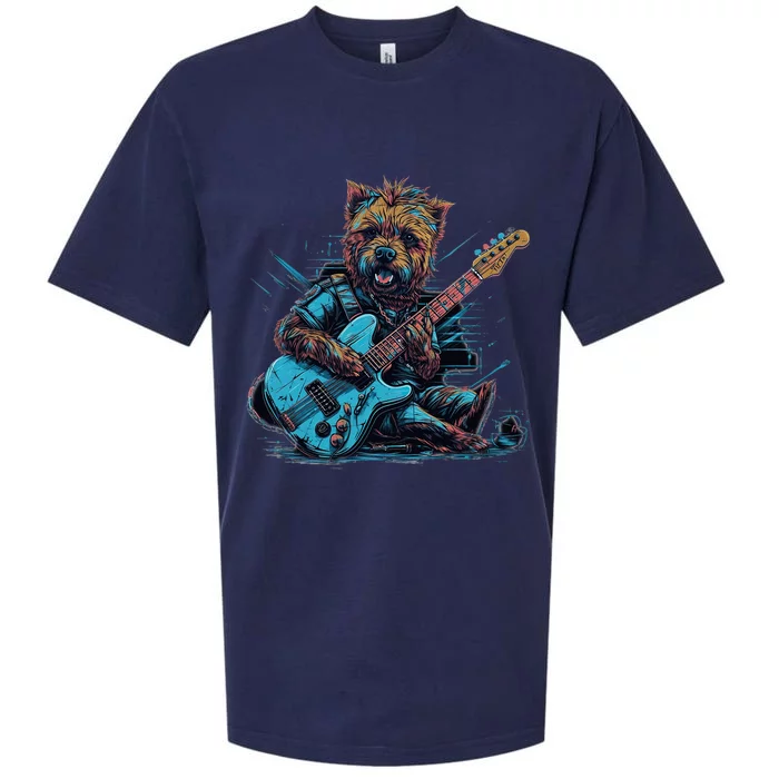 Electric Guitar Rock Music Norfolk Terrier Dog Sueded Cloud Jersey T-Shirt