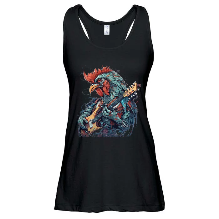 Electric Guitar Rock Music Rooster Ladies Essential Flowy Tank