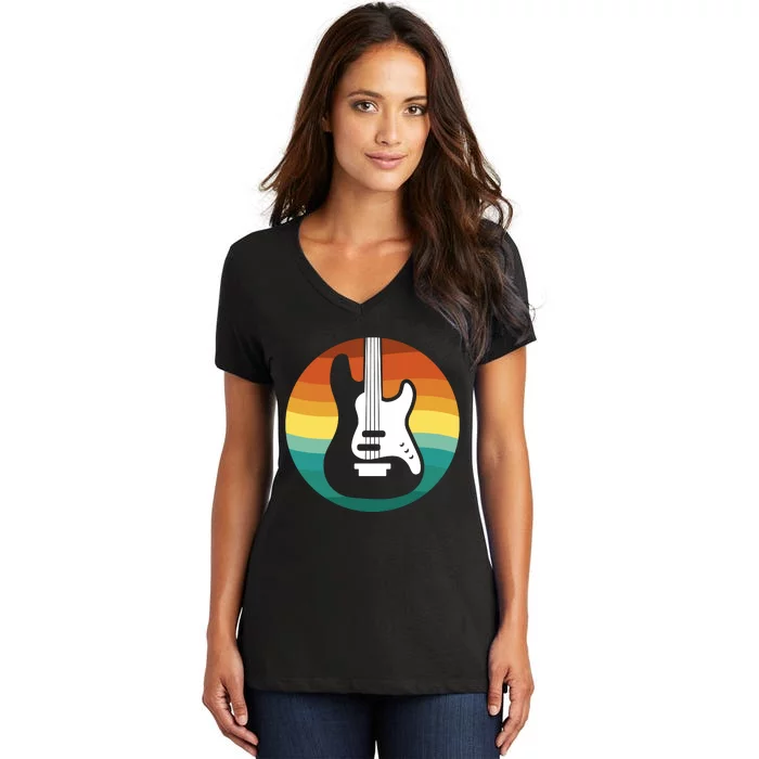 Electric Guitar Retro Sunset Women's V-Neck T-Shirt