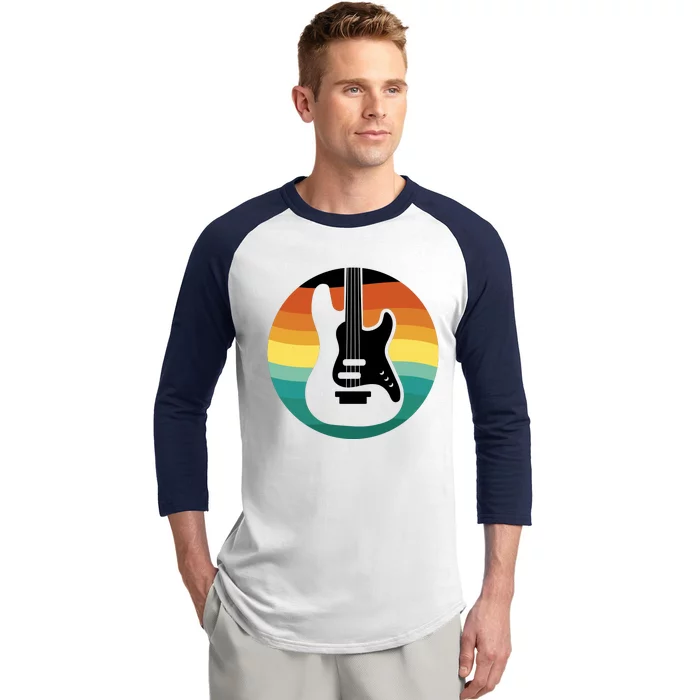 Electric Guitar Retro Sunset Baseball Sleeve Shirt