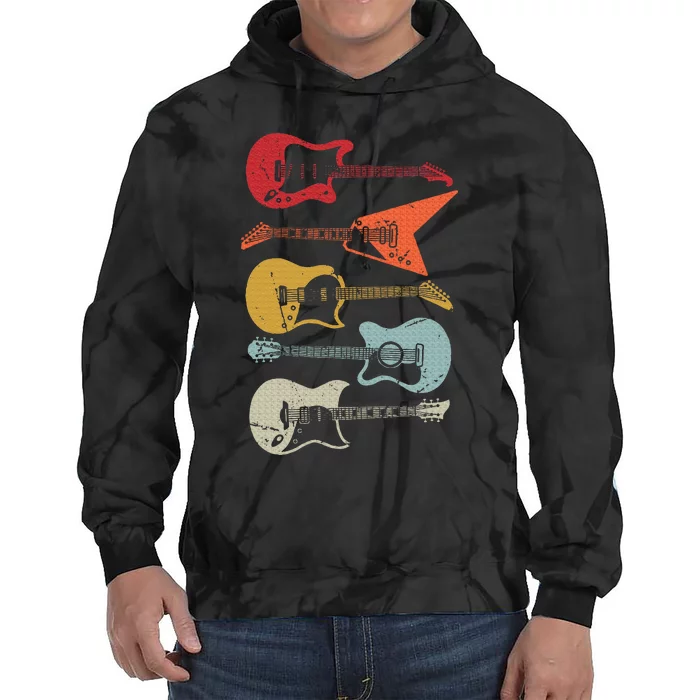 Electric Guitar Retro Acoustic Guitarist Vintage Tie Dye Hoodie