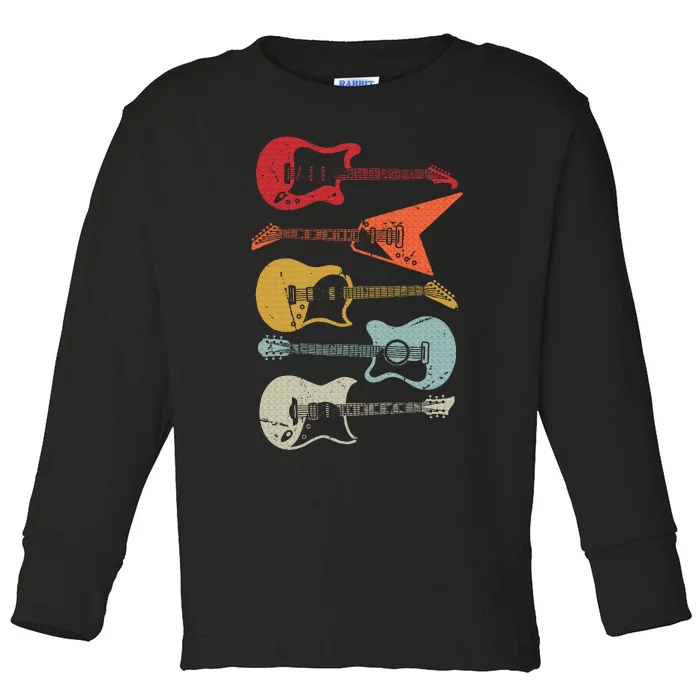 Electric Guitar Retro Acoustic Guitarist Vintage Toddler Long Sleeve Shirt