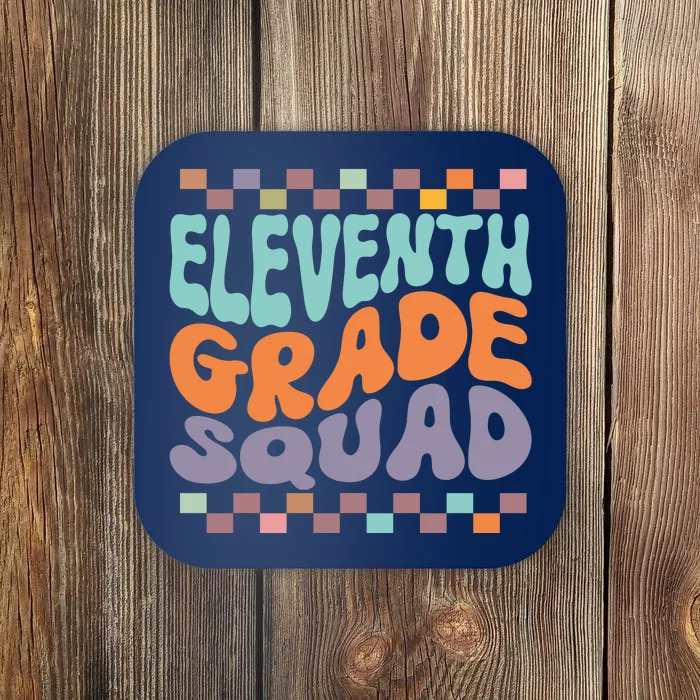 Eleventh Grade Squad Retro Groovy Happy First Day Of School Gift Coaster