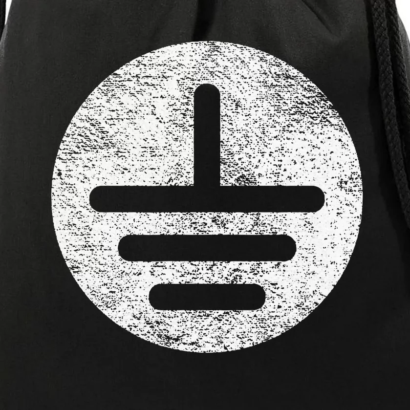 Electrical Ground Symbol Stay Grounded Electric Tech Drawstring Bag