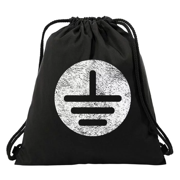 Electrical Ground Symbol Stay Grounded Electric Tech Drawstring Bag