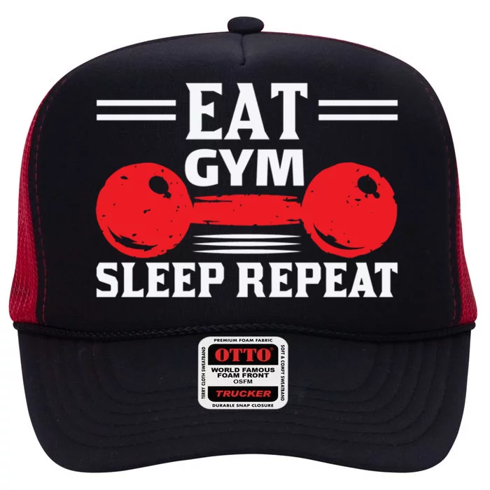 Eat Gym Sleep Repeat Gym Workout Gift High Crown Mesh Trucker Hat